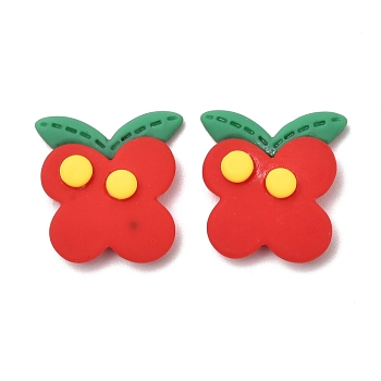 Opaque Resin Cabochons Accessories, Flower, Red, 16x15x5mm