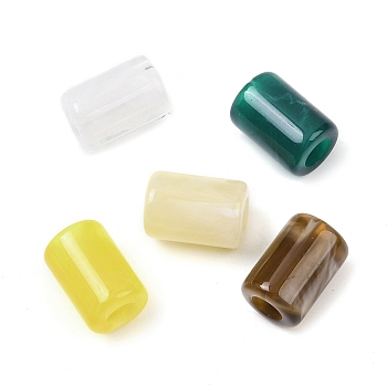 Opaque Acrylic European Beads, Cloud Effect, Mixed Color, Large Hole Bead, Column, 14x10mm, Hole: 4.5mm, about 581pcs/500g