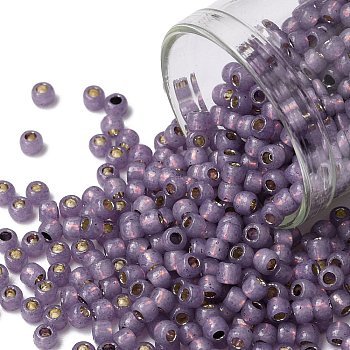 TOHO Round Seed Beads, Japanese Seed Beads, (PF2108) PermaFinish Lavender Opal Silver Lined, 8/0, 3mm, Hole: 1mm, about 220pcs/10g