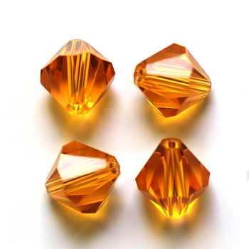 Imitation Austrian Crystal Beads, Grade AAA, Faceted, Bicone, Orange, 6x6mm, Hole: 0.7~0.9mm