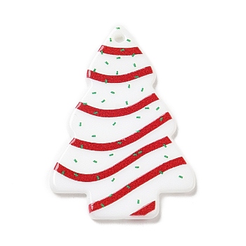 Christmas Themed  Acrylic Pendants, Christmas Tree, 43x30x2.5mm, Hole: 1.8mm