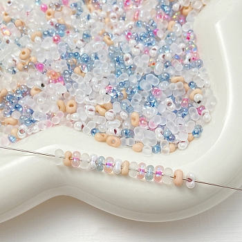 Transparent Glass Seed Beads, Peanut, Mixed Color, 4x2.5x2mm, Hole: 0.7mm