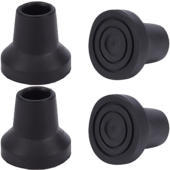 Gorgecraft 4Pcs Anti-slip Rubber Walking Stick Footpad Accessories, Black, 31.5x33.5mm, Inner Diameter: 14mm, 4pcs/bag