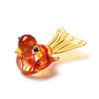 3D Bird Handmade Lampwork Ornaments Figurine, Desk Statue for Home Office Decoration, Tomato, 28x56x29mm