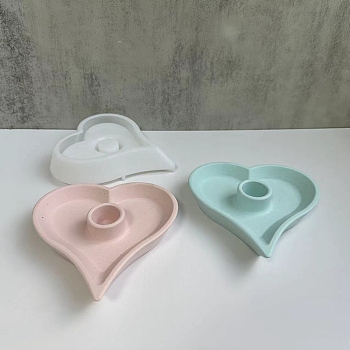 DIY Heart Shape Candlestick Silicone Molds, Candle Holder Molds, for Resin, Gesso, Cement Craft Making, White, 14.8x14.5x3.3cm