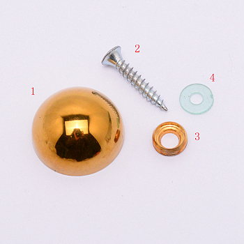 Stainless Steel Half Round Rivets, with Iron Screw, Plastic and Brass Ring, Golden, 25.5x12.5mm, Hole: 8.5mm