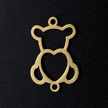 201 Stainless Steel Links connectors, Bear with Heart, Golden, 21x14x1mm, Hole: 1.5mm