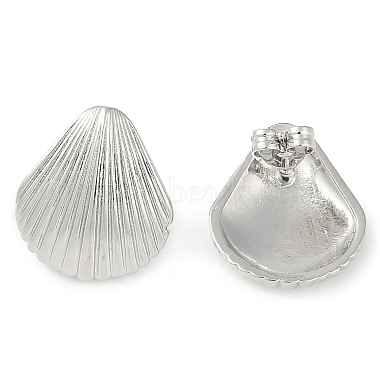 Rack Plating Shell shape Brass Stud Earrings for Women(EJEW-Z059-01P)-2