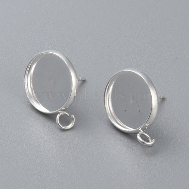 Silver Flat Round Stainless Steel Earring Settings