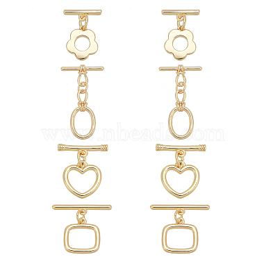Real 18K Gold Plated Mixed Shapes Brass Toggle Clasps