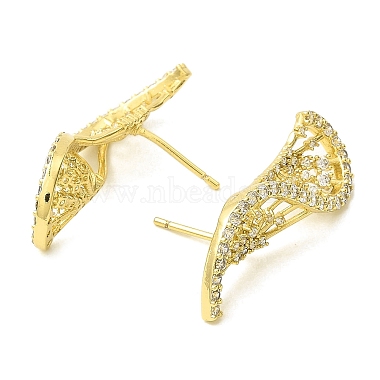 DNA Sequences Shape Brass Micro Pave Cubic Zirconia Stud Earrings(EJEW-L270-14G)-2