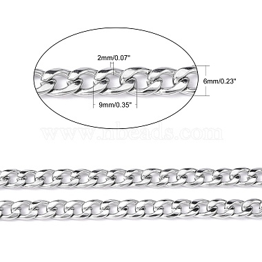 3.28 Feet 304 Stainless Steel Cuban Link Chains(X-CHS-G010-02P)-2