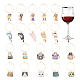Breloque pour verre à vin en alliage émaillé chat(AJEW-AB00171)-1