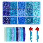 195G 15 Style Glass Seed Beads, Transparent Colours Rainbow,Silver Lined Round Hole, Frosted Colors, Ceylon, Round Small Beads, Mixed Color, 2~4mm, Hole: 1~1.5mm, about 13g/style(SEED-WR0001-11)