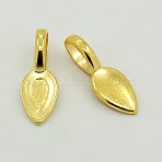 Tibetan Style Alloy Glun-on Flat Pad Bails for Pendants Making, Cadmium Free & Lead Free, Golden, 21x7x6mm, Hole: 6x4mm, about 1330pcs/1000g(TIBEP-3348-G-RS)
