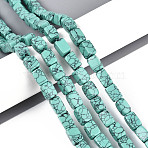 1 Strand Synthetic Turquoise Dyed Beads Strands, Green, Cuboid, 10~13x8~9x7.5~8mm, Hole: 1.2mm, about 29pcs/strand, 15.16''(38.5cm)(G-FH0002-59A)