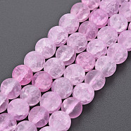 Crackle Glass Beads Strands, Dyed & Heated, Frosted, Round, Orchid, 8mm, Hole: 1.2mm, about 50~51pcs/strand, 15.35 inch(39cm)(GLAA-S192-D-008D)