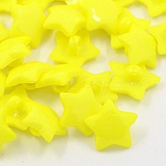 Acrylic Shank Buttons, 1-Hole, Dyed, Faceted, Star, Yellow, 16x3mm, Hole: 3mm(BUTT-E030-B-10)