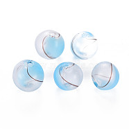 Transparent Handmade Blown Glass Globe Beads, Round, Light Sky Blue, 10.5~12.5mm, Hole: 1~2mm(GLAA-T012-33B-06)