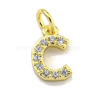 Letter Brass Micro Pave Clear Cubic Zirconia Pendants, Jump Ring, Real 18K Gold Plated, Letter C, 8.5x5.8x1.8mm, Jump Ring: 4x0.9mm, Hole: 2.5mm(KK-K354-06G-C)