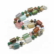 Natural & Synthetic Gemstone Beaded Necklaces, with Alloy Lobster Clasps, Column, 18.1 inch~18.5  inch(46~47cm), Column: 13~14x10mm(NJEW-S392-24)