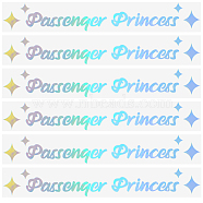 PVC Passenger Princess Self Adhesive Car Stickers, Waterproof Word Car Rearview Mirror Decorative Decals for Car Decoration, Silver, 18x105x0.3mm(STIC-WH0013-11A)