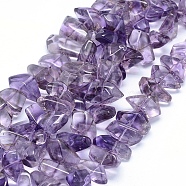 Natural Amethyst Beads Strands, Nuggets, 16~26x7~14mm, Hole: 1.2mm, 15.7 inch(40cm)(G-F599-28-C)