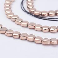 Electroplate Non-Magnetic Synthetic Hematite Beads Strands, Heart, Rose Gold Plated, 4x4x2mm, Hole: 0.8mm, about 112pcs/strand, 15.9 inch(40.5cm)(G-F510-25A)