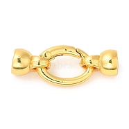 Rack Plating Brass Fold Over Clasps, Oval, Lead Free & Cadmium Free, Long-Lasting Plated, Real 18K Gold Plated, 22x40mm, Hole: 1.4mm(X-KK-Q781-10G)