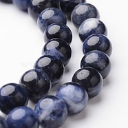Round Natural Sodalite Bead Strands, 8mm, hole: 1mm, about 47~48pcs/strand, 15 inch(G-J346-24-8mm)