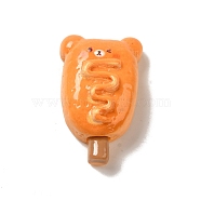 Opaque Resin Imitation Food Decoden Cabochons, Bear Bread, Orange, 28x17.5x10mm(X-CRES-A058-01E)