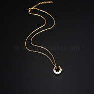 Stainless Steel Enamel Ring Pendant Necklaces for Women, Golden, 15.75 inch(40cm)(UA5273-1)