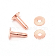 Brass Studs Rivets, for DIY Leather Belt, Handbag, Purse Accessories, with Shims, Rose Gold, 1.45x0.9cm, Pin: 3.5mm, 4pcs/set(FIND-WH0091-82A)