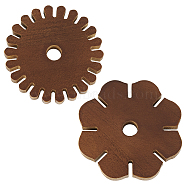 2Pcs 2 Styles Wood Bracelet Knitters, Bracelet Braiding Disk, Flower, Coconut Brown, 8~8.45x1.1cm, Inner Diameter: 1.2cm, 1pc/style(TOOL-FG0001-23)