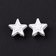 Spray Painted Alloy Beads, Star, White, 7x7.5x3.2mm, Hole: 1.2mm(PALLOY-K001-02N)
