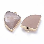 Natural Sunstone Pendants, with Brass Loop, Edge Golden Plated, Knife Shape, 20~20.5x13~14.5x4.5mm, Hole: 2mm(G-E564-06B)