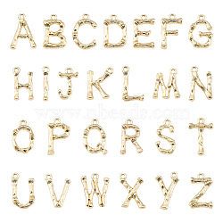 Alloy Pendants, Cadmium Free & Nickel Free & Lead Free, Real 18K Gold Plated, Bamboo Initial Letter, Letter A~Z, 14~18x3.5~13x3mm, Hole: 1.5mm, about 26pcs/set(PALLOY-S137-001-NR)