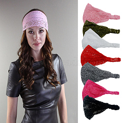 Lace Elastic Headbands, Hair Accessories, Mixed Color, 19.69 inch(500mm)(OHAR-Q077-M)