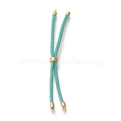 Nylon Twisted Cord Bracelet Making, Slider Bracelet Making, with Eco-Friendly Brass Findings, Round, Golden, Turquoise, 8.66~9.06 inch(22~23cm), Hole: 2.8mm, Single Chain Length: about 4.33~4.53 inch(11~11.5cm)(MAK-M025-142)