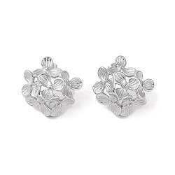 Non-Tarnish 304 Stainless Steel Stud Earrings, for Women, Flower, Stainless Steel Color, 25.4x26.2mm(EJEW-S227-20P)