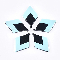 Cellulose Acetate(Resin) Pendants, Rhombus, Light Cyan, 45.5x28x4mm, Hole: 1.8mm(KY-T008-17E)