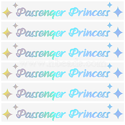 PVC Passenger Princess Self Adhesive Car Stickers, Waterproof Word Car Rearview Mirror Decorative Decals for Car Decoration, Silver, 18x105x0.3mm(STIC-WH0013-11A)