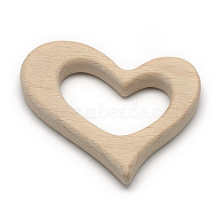 Undyed Beech Wood Big Pendants, Lead Free, Heart, BurlyBeech Wood, 64x74x10mm(X-WOOD-R263-02-LF)