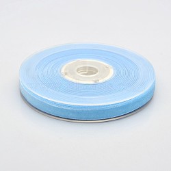 Polyester Velvet Ribbon for Gift Packing and Festival Decoration, Light Sky Blue, 3/8 inch(10mm), about 50yards/roll(45.72m/roll)(SRIB-M001-10mm-308)