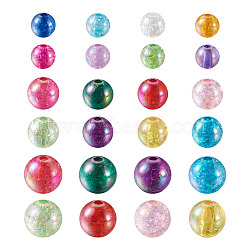 Transparent Crackle Acrylic Beads, AB Color, Round, Mixed Color, 8~12mm, Hole: 0.25~2mm, 450pcs/set(CACR-TA0001-03)