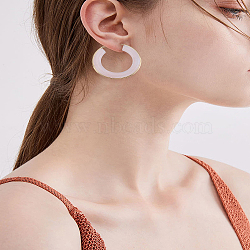 1 Pair Stylish Stainless Steel Fever Hoop Earrings, with Thick Circle Design, Pink, 43x41.5x7.5mm(EJEW-LP0011-05C)