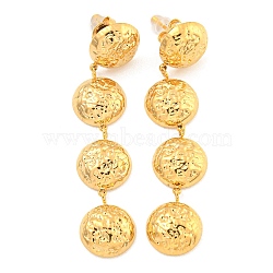 304 Stainless Steel with Textured Stud Earrings for Women, Real 18Ksem Gold Plated, Half Round, 58x12mm(EJEW-Z053-05G-01)