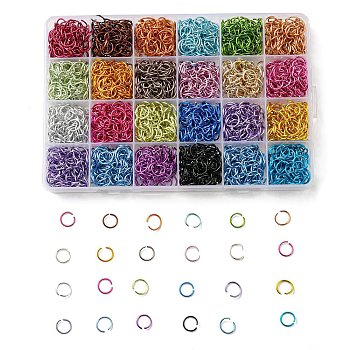 2040Pcs 24 Colors Aluminum Wire Open Jump Rings, Round Ring, Mixed Color, 18 Gauge, 10x1mm, Inner Diameter: 8mm, 85pcs/color