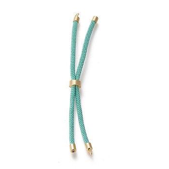 Nylon Twisted Cord Bracelet Making, Slider Bracelet Making, with Eco-Friendly Brass Findings, Round, Golden, Turquoise, 8.66~9.06 inch(22~23cm), Hole: 2.8mm, Single Chain Length: about 4.33~4.53 inch(11~11.5cm)