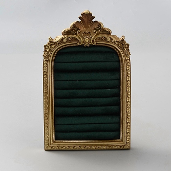 Photo Frame Resin Finger Ring Organizer Holder with Velvet Mat, Photo Props, Rectangle, Dark Slate Gray, 19.8x12.2x1.95cm